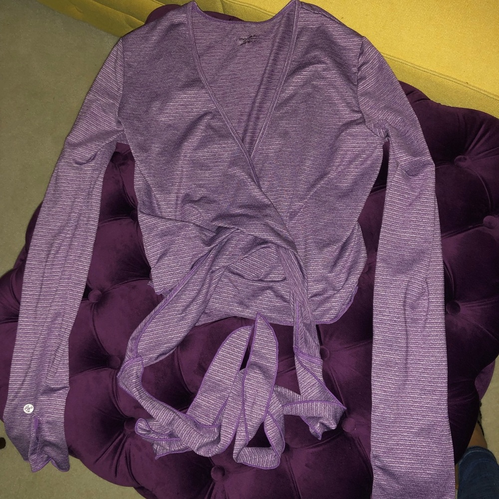Wrap yoga top, long sleeve, purple heather